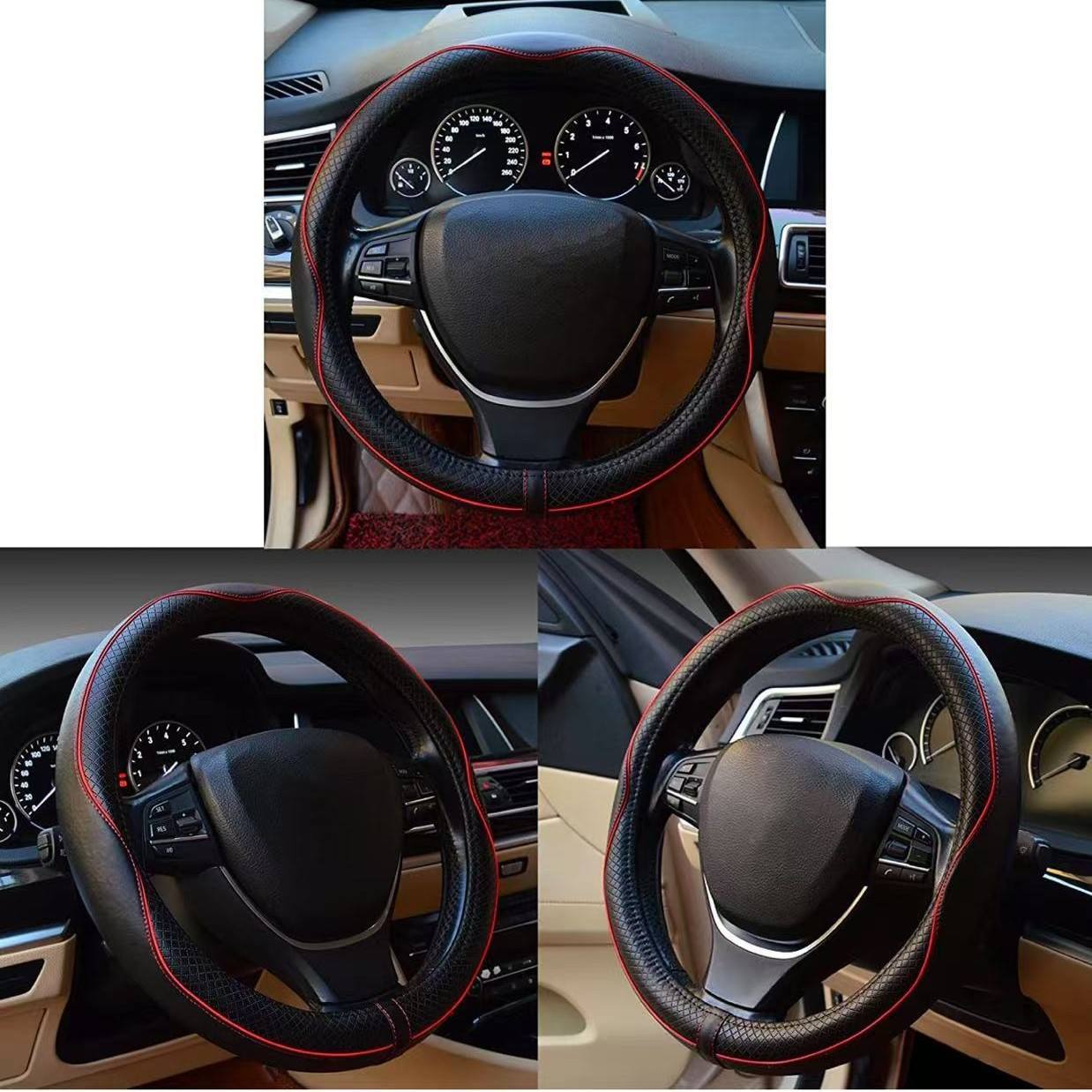 Universal Car Steering Wheel Cover | Sporty Fashio<i></i>nable Leather Grip | All-Season Auto Accessories